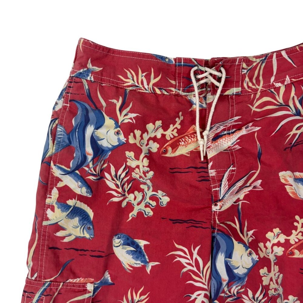 Polo By Ralph Lauren Boys Swim Board Shorts Large Red Fish Novelty Print Vintage - Picture 6 of 10